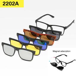 6 em 1 personalizado homens mulheres polarizadas óculos de sol magnético óptico clipe de ímã em óculos de sol polaroid clip em óculos de sol quadro - Image 1