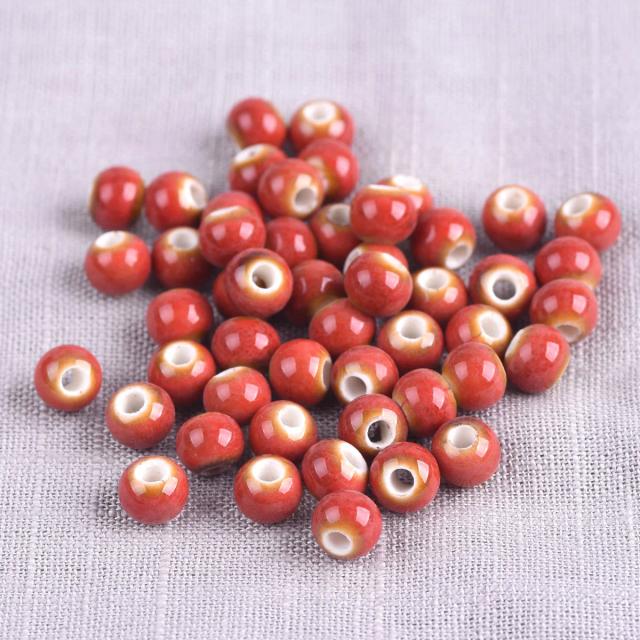 Conjunto de 50 Contas Redondas de 6mm em Esmalte de Cerâmica Porcelana para Criação de Jóias DIY