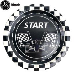 Suprimentos para festa de carro de corrida, decorações para festa de aniversário de meninos, utensílios de mesa descartáveis, pratos de sobremesa, copos, guardanapos - Image 5