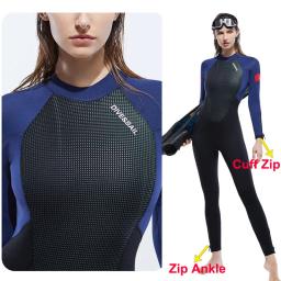 Terno de mergulho quente de corpo inteiro neoprene de uma peça para mulheres, manga comprida, surf, mergulho, natação, ao ar livre, esportes aquáticos, mergulhador, 5mm - Image 2