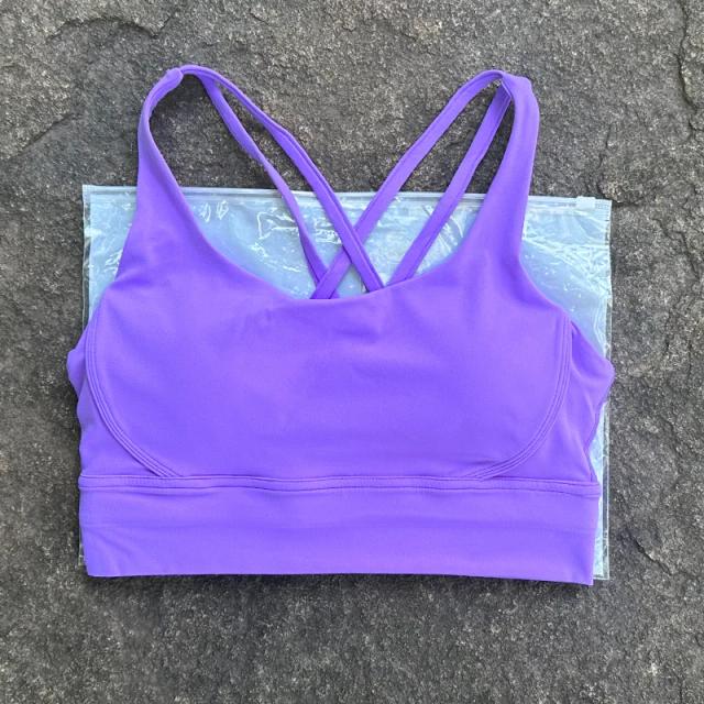 Sutiã Esportivo Feminino Alto Suporte Alças Cruzadas Yoga Corrida Fitness Ginásio Acolchoado