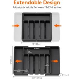 Black Ware Organizador para Festa, Utensílio Ajustável Bandeja para Gavetas, Suporte de Talheres Expansível, Gaveta de Cozinha - Image 4