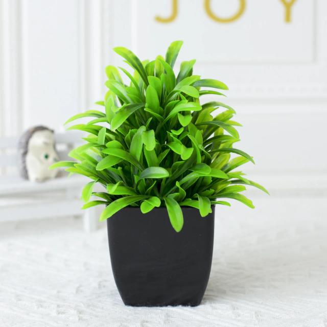 Mini Planta Artificial de Eucalipto em Vaso Preto para Decoração de Mesa
