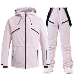 Jaqueta de esqui e calça para homens e mulheres, roupas ao ar livre, snowboard, terno impermeável, traje de neve - Image 4