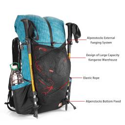 Mochila de acampamento respirável de nylon impermeável para homens e mulheres, bolsa esportiva ultraleve, 3F UL GEAR, 40L Plus 16L, QIDIAN 2.0, moda ao ar livre - Image 6