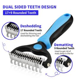 Profissional Pet Deshedding escova, removedor de cabelo do cão, pele nó cortador, cachorro gato pente escovas, cães grooming derramamento suprimentos - Image 2