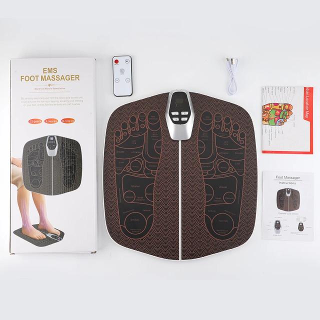 Massajador Elétrico EMS para Pés com Almofada de Estimulação Muscular, Dobrável e 8 Modos com 32 Níveis de Força para Alívio da Pressão