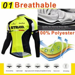 Strava-Roupas Masculinas de Ciclismo, Roupas de Corrida de Bicicleta, Camisolas de Bicicleta, Ciclo Jersey, Road Bikes, Inverno, 2022 - Image 4