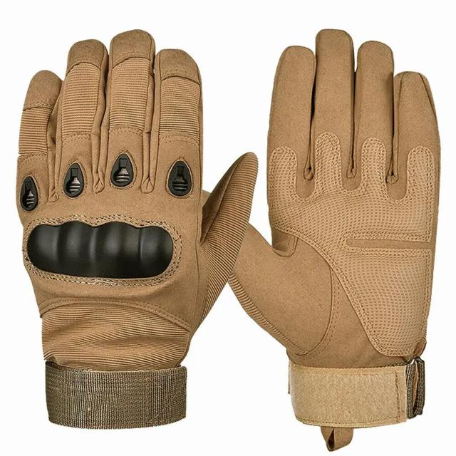 Luvas Táticas de Couro Sintético para Motociclismo e Caça com Proteção de Junta - Tamanho M/G/XL