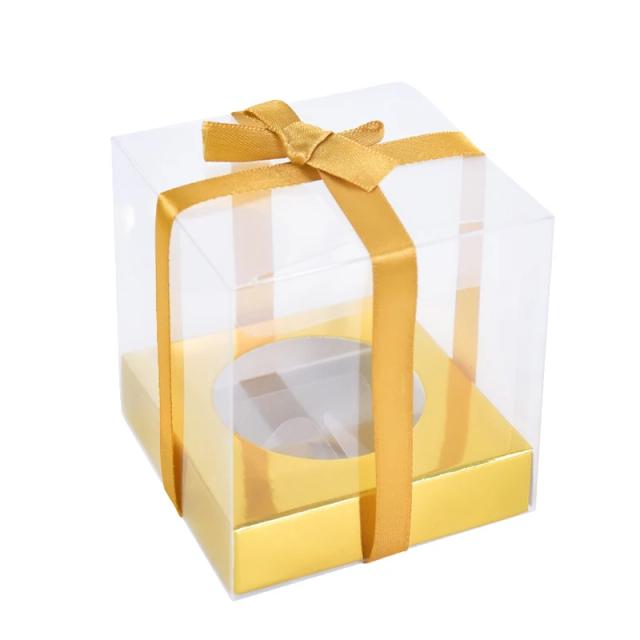 Caixas Exclusivas para Cupcakes com Fitas, Suporte Individual e Recipiente para Casamentos e Aniversários - Disponíveis em Conjuntos de 5 e 10 Peças 3.5"