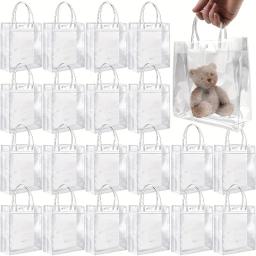 Saco De Presente De Plástico Transparente Com Alça, Embalagem De Presente De PVC Reutilizável, Bolsa Portátil Para Casamento E Festa De Aniversário, 5 PCs, 10 PCs, 20PCs - Image 1