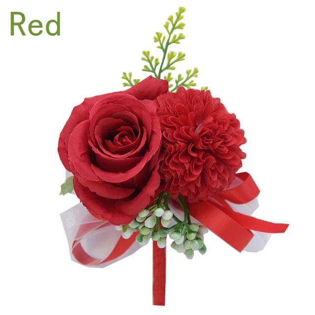 Corsage de Pulso Masculino em Seda com Rosa Vermelha - Elegância para Casamentos e Damas de Honra
