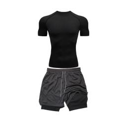 Conjunto Sportswear Compressão para Homens, Fato Ginásio Fitness, Camisa Secagem Rápida, Shorts Performance 2 em 1, Atletismo Verão, 2PCs - Image 1