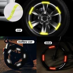 Adesivos refletivos para cubo de roda de carro, bicicleta, motocicleta, aviso de segurança, decoração, tira reflexiva, fitas luminosas autoadesivas - Image 3