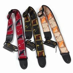 Correia de couro ajustável com bordado, acessórios para guitarra, folk acústico elétrico, moda, 3 cores - Image 1
