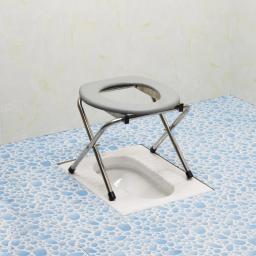 28ed portátil assento do toalete de aço inoxidável commode cadeira dobrável resistente para idosos mulher grávida removível prejudicado - Image 2