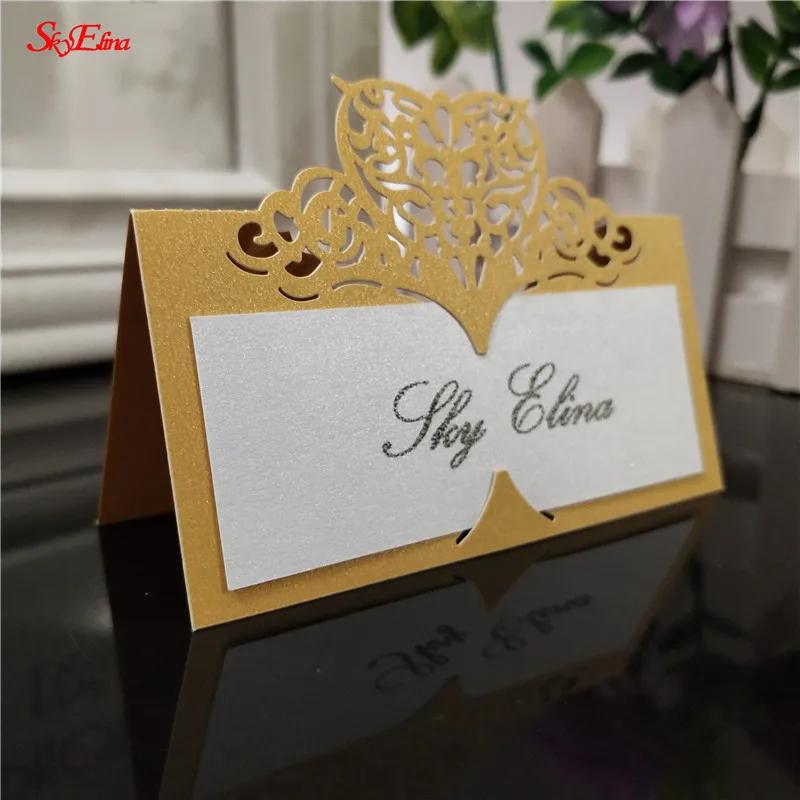 Cartões de nome cortados a laser, 10/50/100 peças, cartões para convidados, festa de casamento, decoração de mesa, nome, cartão de casamento, decoração 7z - Image 1