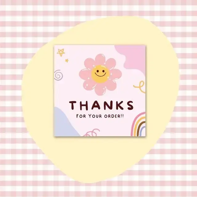 Cartões de Agradecimento Rosa de 6cm em Pacote com 50 Unidades - Perfeitos para Padarias, Casamentos e Chá de Bebê