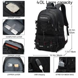 Mochila de viagem leve impermeável, saco de acampamento masculino e feminino, mochila de caminhada ao ar livre, 40L - Image 2