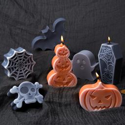 DIY Pumpkin Ghost Candle Mold, criativo do Dia das Bruxas, gesso monstro bonito, molde concreto do silicone, artesanato perfumado 3D, ornamentos artesanais - Image 4
