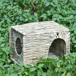 Gaiolas de coelho tecidas dobráveis para pequenos animais, Mastigar Toy Mat, Cama doméstica, Ninhos para animais de estimação, Hamster, Cobaia, Coelhinho, Acessórios - Image 3