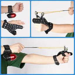 Luvas de proteção para esportes ao ar livre: estilingue/tiro com arco/dardos/rebites de pesca, luvas de couro, mangas de pulso fixas pretas - Image 5