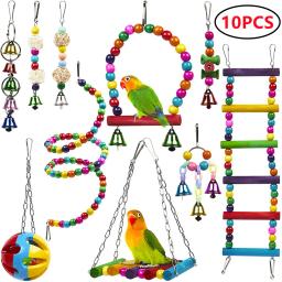 Combinação de brinquedos papagaio pássaro acessórios artigos papagaio mordida brinquedo do pássaro de estimação para o papagaio brinquedo formação pássaro sino bola de balanço de pé - Image 2