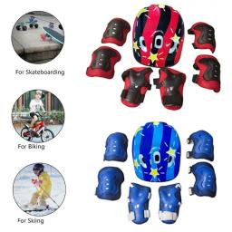 Capacetes esportivos para crianças, joelheiras, cotoveleiras, skate, ciclismo, Hoverboard, patins, basquete, futebol, 7pcs, conjunto - Image 5