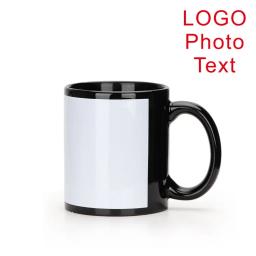 350ml preto caneca diy logotipo personalizado foto imagem de texto completo impressão em torno preto copo de água cerâmica leite café personalizado - Image 2