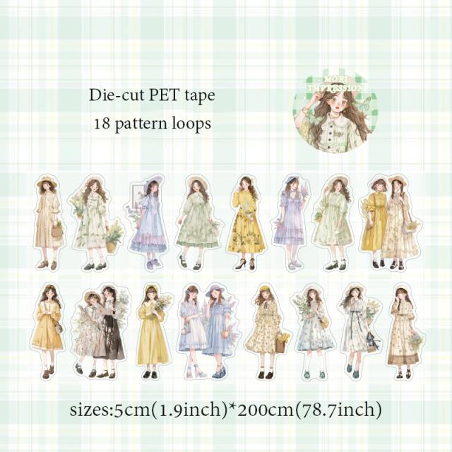 Adesivo Decorativo Fofa para Meninas - Fitas de Personagens da Série Life Daily em 6 Estilos, Ideal para DIY e Kpop, 200cm por Rolo
