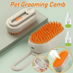 Pente elétrico do grooming do cão Spray de água do gato Pente de estimação do gatinho Depilação macia de silicone Escova de banho de gatos - Image 1