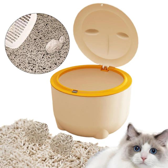 Recipiente Potty Trash para Gatos com Tampa: Prático Lixo de Animais de Estimação