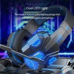 Auscultadores estéreo com cancelamento de ruído, Over Ear, Fones de ouvido com iluminação LED legal, Jogos de celular, Computador - Image 5