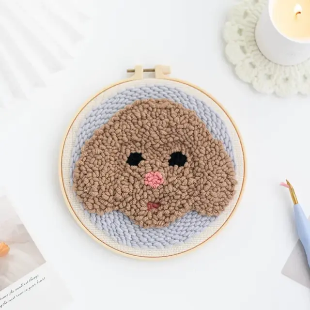 Kit de Bordado DIY com Agulha para Cachorros de Estimação: Artesanato Manual com Arco de Linha e Ornamentos Crafts