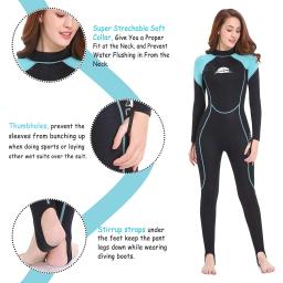 Ternos molhados de neoprene de 2mm das mulheres wetsuit de corpo inteiro para mergulho snorkeling surf natação canoagem em água fria cinta de zíper de volta - Image 3