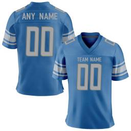 Camisa de futebol americano personalizada, nome da equipe impressa, uniforme de treinamento, azul, cinza, presente para fãs, adultos e crianças - Image 1