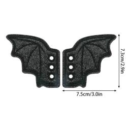 1 par de asas de sapato de morcego brilhante bordado diy decorações de charme para tênis roupas cadarços punk acessório de presente de halloween - Image 5