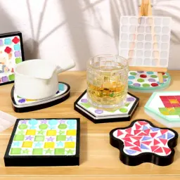 Quebra-cabeça criativo mosaico coaster diy remendo molde de silicone redondo quadrado estrela alfabeto faimimy crianças jogo arte acessórios remendo molde - Image 5