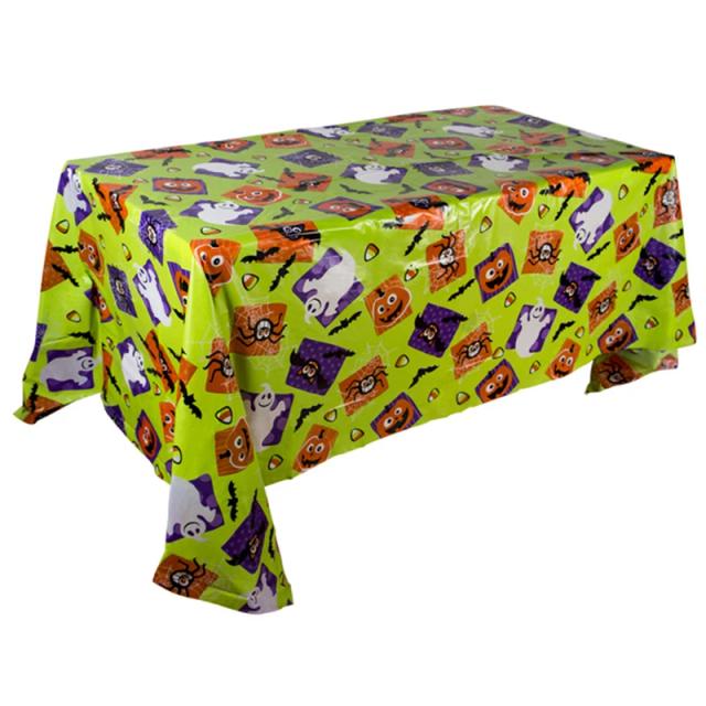 Decoração de Halloween: Toalha de Mesa com Estampa de Abóbora e Crânio em Tecido Plástico para Cortinas, Vestidos e Retalhos Festivos