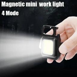 Portátil Keychain Light, Mini Multifuncional Camping Lanterna, USB recarregável, LED de trabalho, Bright COB, Pocket Clip Lanterna, 1-10pcs - Image 3