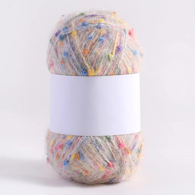 Pontos coloridos Fios de Mohair Crochet feito malha à mão Lenço tecido Artesanato de xale Fio macio para kinitting, Artesanato DIY, 50g por bola - Image 1