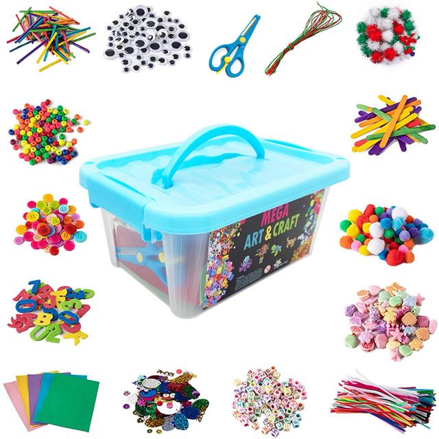 Conjunto Completo de Suprimentos para Artesanato com Mais de 2000 Peças - Material Educacional com Caixa de Transporte para Atividades DIY