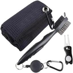 Golf Club Escova e Toalha Cleaner Kit Dupla Face Groove Escova de Limpeza com Spike, Putter Wedge Ball - Image 1