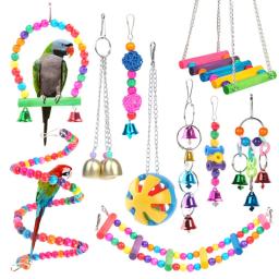 Pequeno Papagaio Pendurado Rede, Conjunto De Brinquedos De Pássaro, Balanço, Balanço, Mastigação, Treinamento, Gaiola, Sino, Poleiro, Escada, 15 Estilos - Image 3