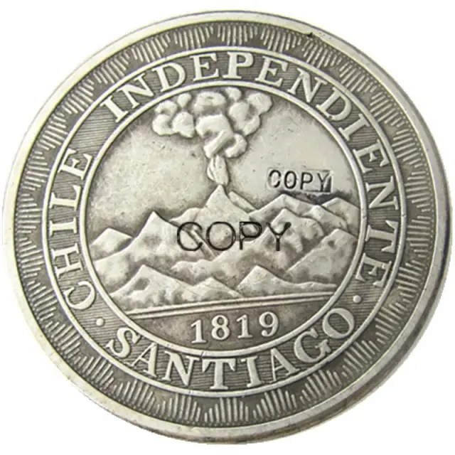 Cópia em Prata da Moeda de 1819 do Peso Chileno com Acabamento Chapeado