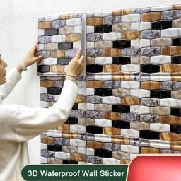 3d auto-adesivo à prova dwaterproof água tijolo forma adesivo de parede casa de banho decoração - Image 2