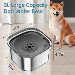 Tigela de comida para cães antirrespingos de grande capacidade, tigelas de aço inoxidável, bebedouro para cães e gatos, 3000ml - Image 6