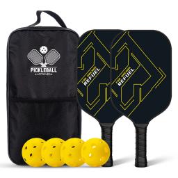 Conjunto de raquete de pickleball premium (fibra de carbono/fio de titânio/kevlar), resistente ao desgaste e durável, compatível com torneio, iniciantes para profissionais - Image 2