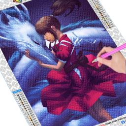 Novo 2023 pintura de diamante 5d diy anime dragão branco e menina cheia diamante mosaico arte bordado kits ponto cruz decoração da sua casa - Image 2