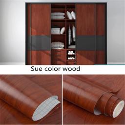 Papéis de parede autoadesivos impermeáveis para armário, móveis domésticos, adesivos de parede, grãos de madeira largos, filmes de decoração, PVC, renovação, 60 cm, 80cm - Image 2